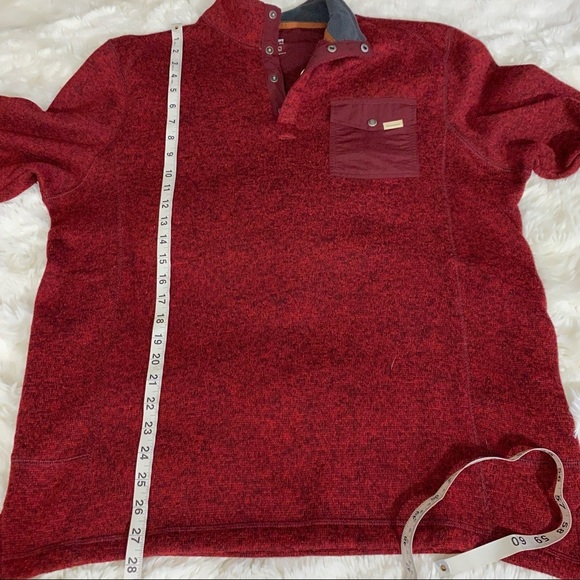 Woolrich Men’s Quarter Snap Pullover Sweater Sweatshirt Flap Pocket Heather Red - Picture 7 of 11